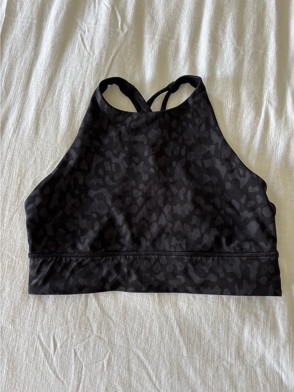 Lululemon Black Leopard Print High Neck Sports Bra